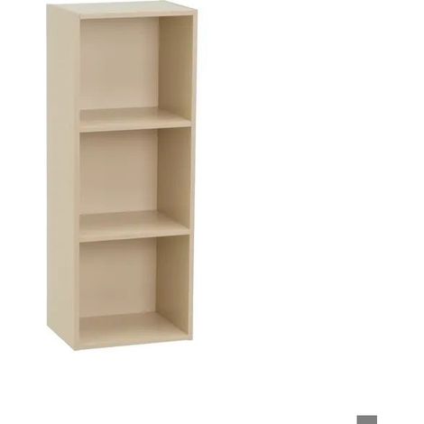 Etagère cube Meuble de Rangement Compact à 3 Niches ouvertes, Coloris Greige - Longueur 30 x Profondeur 24 x Hauteur 80 cm (1/5)