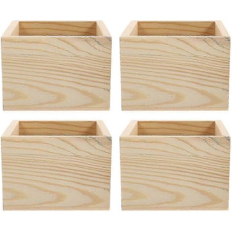 Lot de 4 boîtes de rangement en bois naturel pour bijoux et décoration intérieure