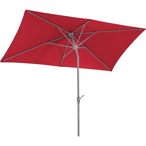 Parasol Porto rouge rectangulaire 300 x 200 cm 643-77, structure en acier, toile polyester 6,7 kg (1/5)