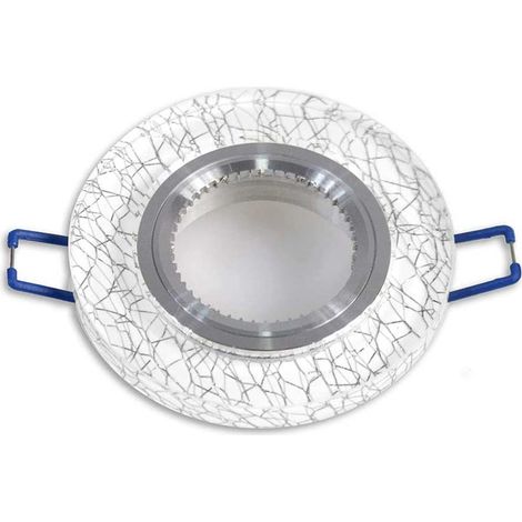 Incasso per faretto in vetro bianco con venature argento supporto per faretti porta faretto tondo