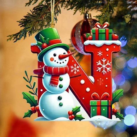 Irovami Pendentif plat en acrylique pour sapin de Noël, pendentif de décoration de Noël pour la maison N
