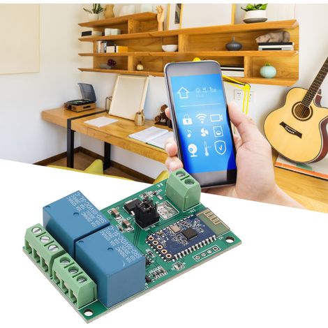 Module relais Bluetooth double canal, interrupteur de commande à distance via application mobile pour maison connectée, 5 V CC (1/5)