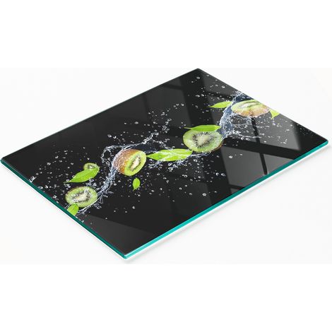 Robustes und stilvolles Küchenbrett aus Glas mit Kiwi- und Wassermuster, 80 x 52 cm (1/5)
