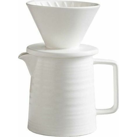 Ensemble de cafetière 500 ml, goutteur et décanteur en céramique V60 de qualité supérieure, cafetière à filtre domestique 1-2 tasses (blanc) (1/5)