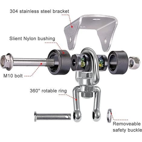360° drehbarer Schaukelhaken, geräuschloser Deckenhaken, robuster Hängehaken, Schaukelbefestigung mit Schrauben für Hängematte, Boxsack, Hängesessel, Tragkraft 450 kg (1/4)