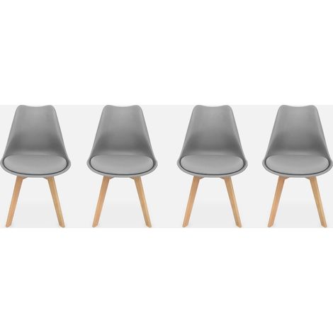 Silla escandinava con patas de madera de haya, set de 4 (1/5)