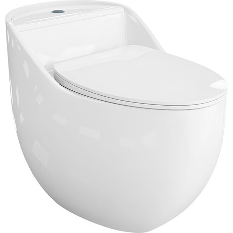 Einteilige Stand-WC mit eingebautem Spülkasten SILIA RIM WHITE Komplett-Set (1/5)