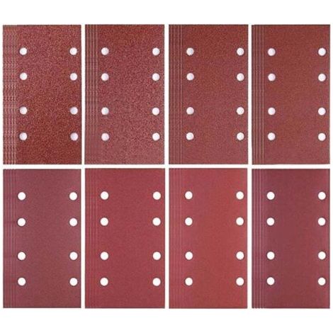80 feuilles de papier abrasif 93 x 185 mm 8 trous de papier abrasif 40/60/80/120/180/240/320/400 pour ponceuse Bosch (1/4)