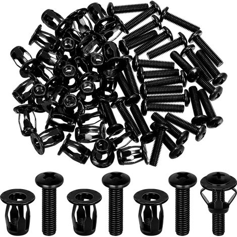 Lot de 60 vis M6 tête plate Phillips pour machine - Ancre à douille noire - Insert fileté - Écrou d'expansion (1/5)