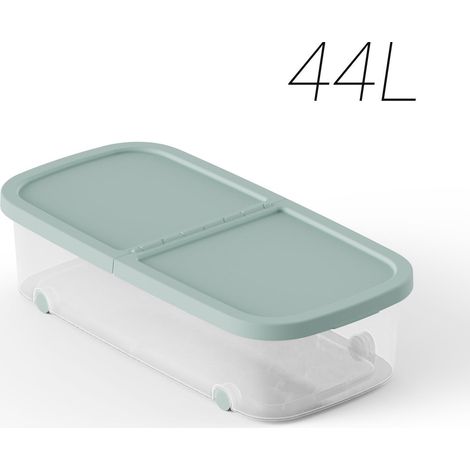 Caja multiusos ruedas verde menta 79x39x20 cm 44l (1/2)