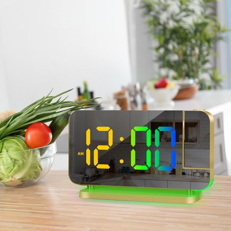 Deckenprojektor-Wecker: Digitaler Projektionswecker für Kinder und Jugendliche, LED-Tageslichtwecker, Ladegerät, Schlummerfunktion, 11 große RGB-Ziffern, 6 Helligkeitsstufen (1/5)