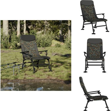 Angelstuhl mit Armlehnen Klappbar Tarnmuster - Angelsegel - Klappbarer Stuhl - Outdoor Sessel - Gartenstuhl - Campingstuhl (1/5)