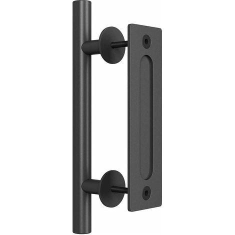 Quincaillerie pour porte de grange coulissante de 11,75 po avec poignée affleurante et kit de traction pour porte de grange affleurante pour armoire de porte de garage (1/5)