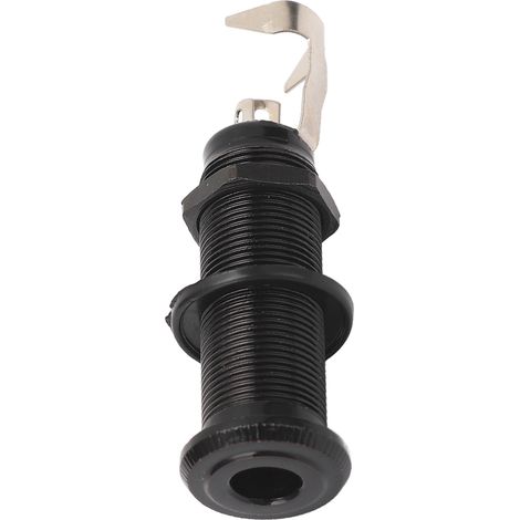 Gitarren-Endstecker-Buchse, Gewinde, Metall, 6,35 mm, für Bass- und E-Gitarrenausgang, GT208, Schwarz (1/5)