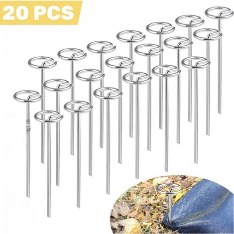 20 Stück Heringe für Bodenplanen, 10,2 cm Gartenheringe mit rundem Kopf für Unkrautvlies, Bodenplanen, Kunstrasen und Gartenfolie Stabile Heringe (1/5)