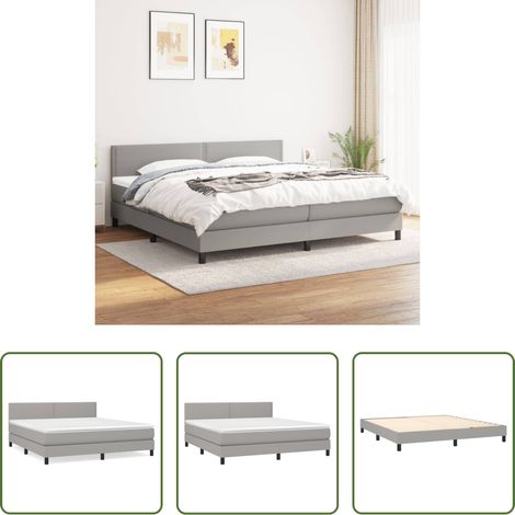 Matratze - Boxspringbett mit Matratze Hellgrau 180x200 cm Stoff (1/5)