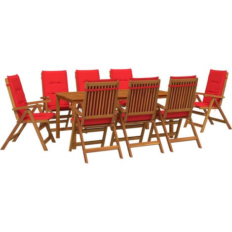 Conjunto de comedor de jardín de 9 piezas 9 uds. Natural vidaXL (1/5)