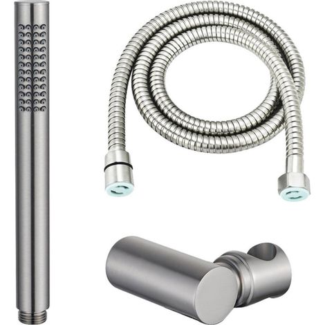 FugaFlow Eccelente Sobrado Kit douchette à main stick avec flexible anti-twist et support Inox brossé PVD (1/4)