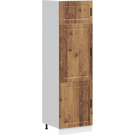 Armadio da cucina Porto ampio spazio di archiviazione piedini regolabili 60 x 57 x 207 cm legno multistrato legno vecchio 020050420