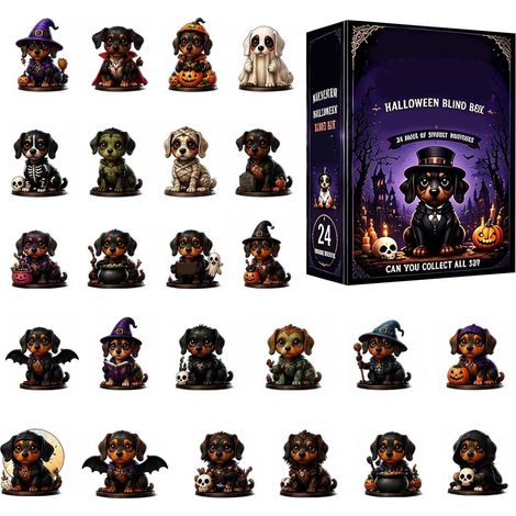 Calendrier de compte à rebours d'Halloween Advent 24 pièces Figurines en acrylique 2D effrayantes Compte à rebours pour la décoration d'Halloween pour fête d'anniversaire, adultes, enfants, cuisine, (1/5)
