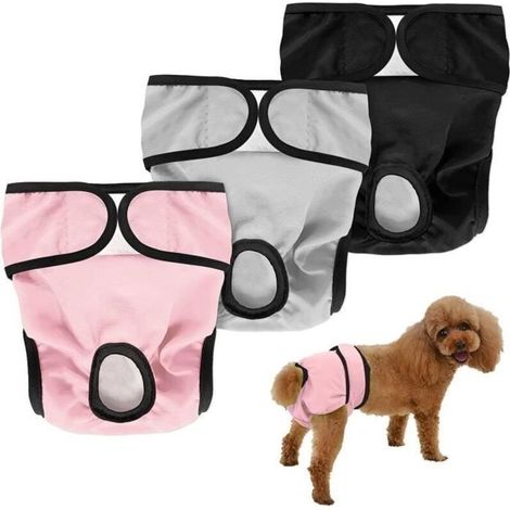Couche pour Chien Femelle Culotte Chiennes Chaleurs Protection des Périodes Physiologiques, de Menstruelle, d\' Incontinence, Lavable (1/4)