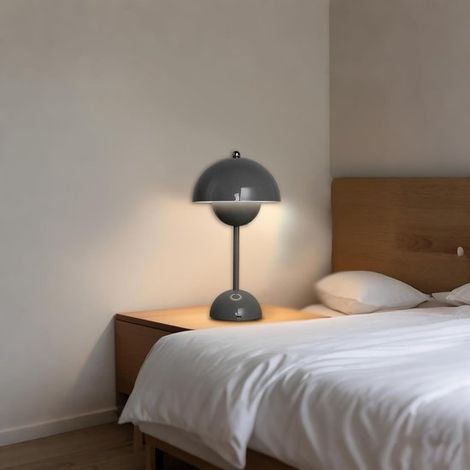 Lampada da tavolo grigia dimmerabile, interruttore touch wireless e USB, lampada da tavolo ricaricabile, lampada da scrivania a batteria e ricaricabile S (1/5)