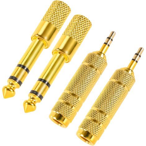 Set of 4 headphone jack adapters: 3.5mm male to 6.35mm female adapter and 6.35mm (1/4 inch) to 3.5mm (1/8 inch) audio adapter (1/5)