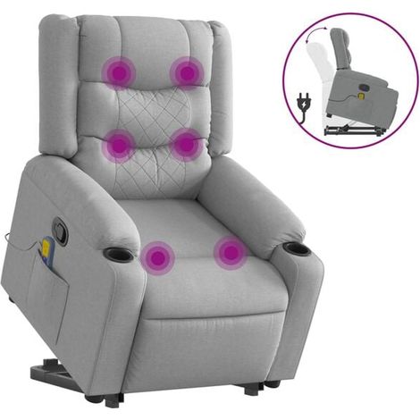 Fauteuil de massage inclinable en tissu gris clair (1/5)