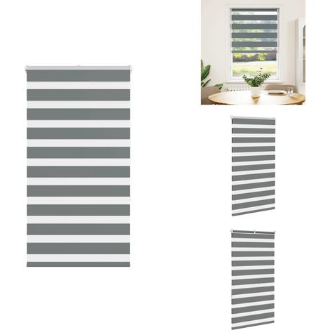 Store zèbre gris foncé largeur du tissu 50,9 cm polyester - Store Zébré - Stores Zébrés - Store À Enrouleur Zébré - Double Store À Enrouleur (1/5)
