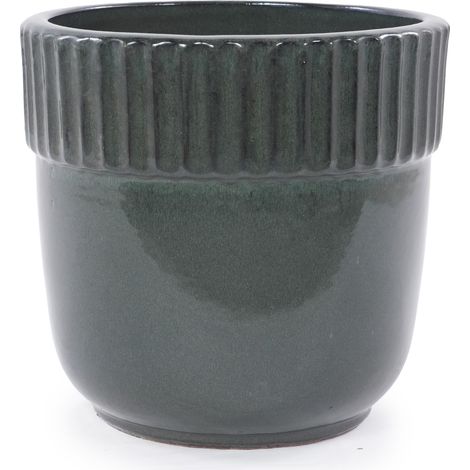 GagaPot de fleurs en céramique artisanal Ø 23 cm vert foncé (1/5)