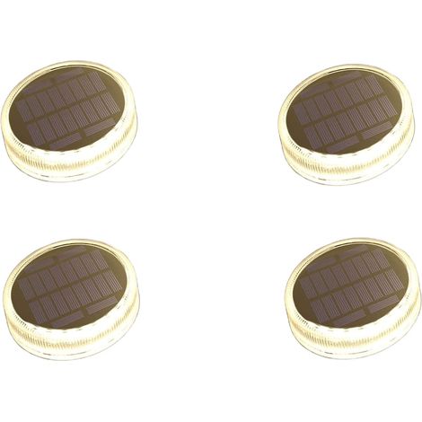 Lámpara solar LED de jardín, 4 unidades, resistente al agua, color blanco, redonda, para iluminación de escaleras. (1/2)