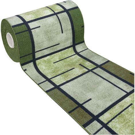 Tappeto Cucina Bordato Antiscivolo Moderno Passatoia Colori Accesi Marmorizzato Verde - 50x80 Cm