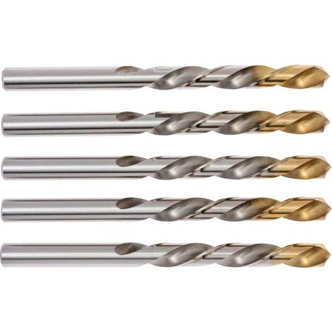 High-Speed Steel (HSS) Helical Twist Drill DIN 338 Type N, 10.2mm Diameter, TiN Coated, 4XD Length, Right-Hand, Dormer, Pack of 5