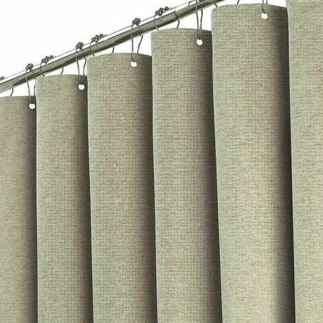 Rideau de douche en tissu Stall Tan, 90x180CM ensemble de rideaux de douche en tissu résistant texturé en lin avec crochets, rideaux de douche décoratifs de luxe d'hôtel lestés neutres imper (1/5)