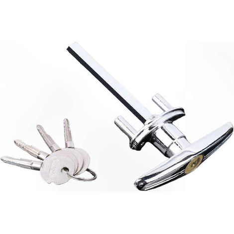 Serrure à poignée en T résistante aux intempéries pour abri de jardin, portail, grange, remplacement de porte de garage (1/3)