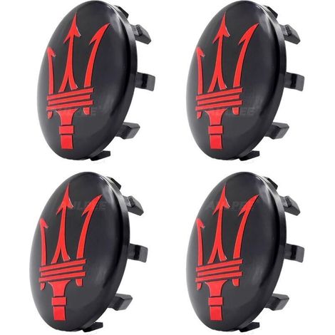 Radkappen mit zentralem Logo, 60 mm, ABS-Material. Kompatibel mit Mesertatti-Zubehör (schwarz und rot Maserati). (1/5)