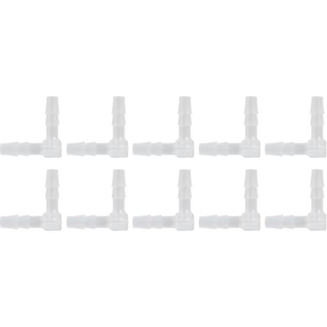 Jeffergarden Lot de 10 coudes à 90° pour tuyau d'arrosage, raccords cannelés en plastique, adaptateurs à embouts cannelés égaux en forme de L pour aquarium, 4 mm (1/5)