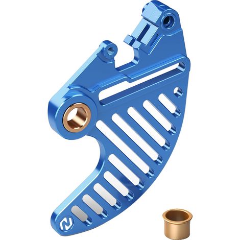 Protector de disco de freno, protección delantera y trasera, construcción de aluminio ligero, parte trasera azul. (1/2)