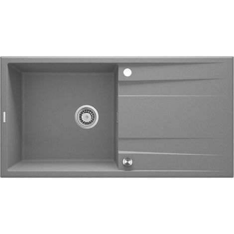 Lavello cucina in granito con 1 vasca e gocciolatoio 100x52 cm grigio metallizzato - Lyra