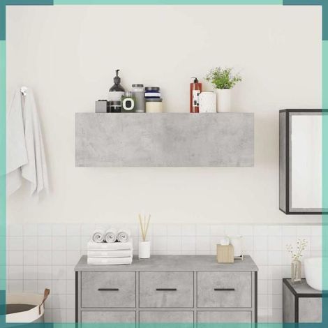 Armoire murale de bain - 860097 - gris béton - 100 x 25 x 30 cm - bois d'ingénierie (1/5)