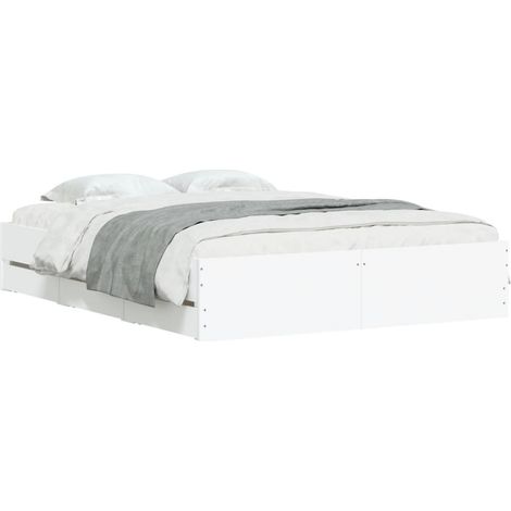 vidaXL Giroletto con Cassetti Bianco 140x190 cm in Legno Multistrato (1/4)