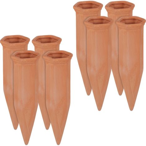 Cône en argile d’arrosage, lot de 8, accessoire d’arrosage, Bouteilles d’1,5 L, 17 x 5,5 x 5 cm, terre cuite (1/5)