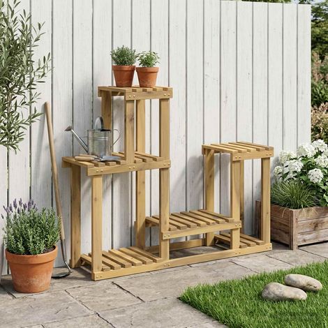 Support de Plante Blanc 90 x 25 x 73 cm Bois d'Acacia Massif (1/5)