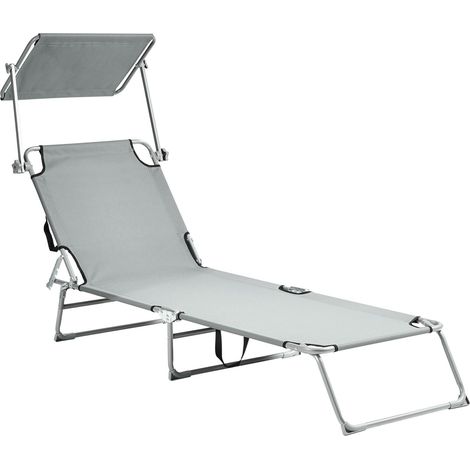 Sun Lounger FOLIGNO Reclining Metal Grey