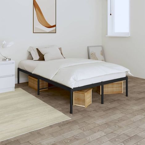 Lit double-120 x 190 cm, Cadre de lit, Lit adulte, Structure de lit métal noir 120x190 cm PDKEI75050 (1/5)