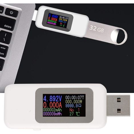 Voltmètre numérique, écran LCD Détecteur de Chargeur de testeur USB Voltmètre numérique Ampèremètre DC4-30V(Blanc) (1/5)