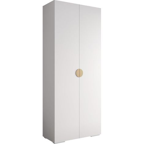Armario Hartford 566, Blanco, 237x100x47cm, Puertas de armario: Con bisagras, Número de estantes: 6 (1/5)