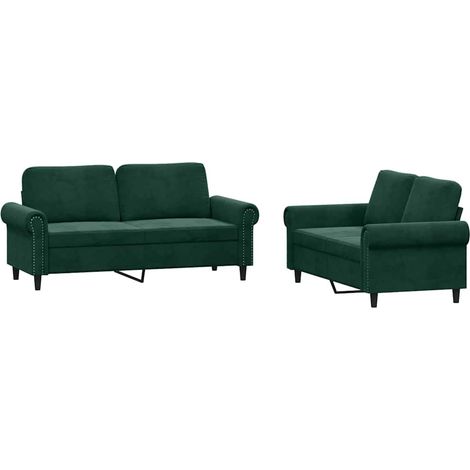 Maison Exclusive - Set di Divani 2 pz con Cuscini Verde scuro in Velluto