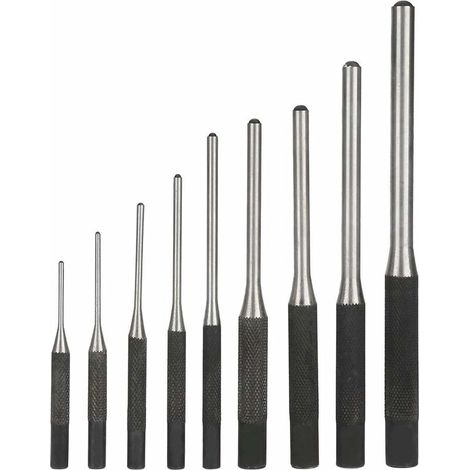 9PCS Poinçon Jeu de Chasse-goupilles En Acier Durable Professionnel, Outil à Main Ingénierie Mécanique (1/5)