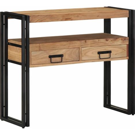 Konsolentisch mit Regal Braun 90 x 33 x 75 cm Massivholz Akazie